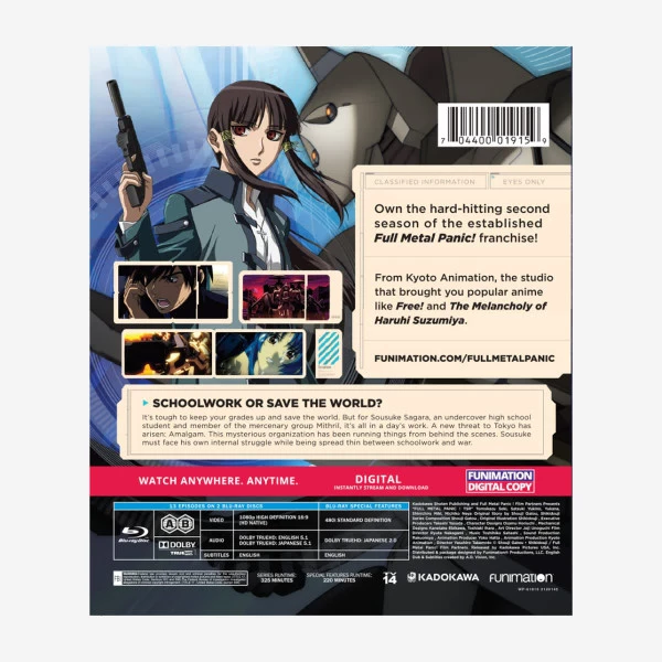 FUNIMATION/CRUNCHYROLL Full Metal Panic! The Second Raid Classics Blu-ray 4 FUNIMATION/CRUNCHYROLL Full Metal Panic! The Second Raid Classics Blu-ray - Image 2