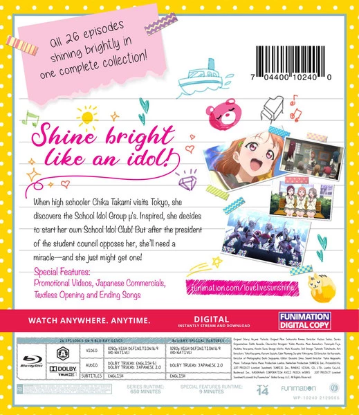 FUNIMATION/CRUNCHYROLL Love Live! Sunshine!! The Complete Series Essentials Blu-ray 4 FUNIMATION/CRUNCHYROLL Love Live! Sunshine!! The Complete Series Essentials Blu-ray - Image 2