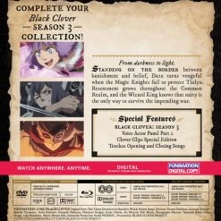 FUNIMATION/CRUNCHYROLL Black Clover Season 3 Part 5 Blu-ray/DVD 5 FUNIMATION/CRUNCHYROLL Black Clover Season 3 Part 5 Blu-ray/DVD -Outlet Blu-ray Store 704400103322 anime black clover season 3 part 5 blu ray dvd back