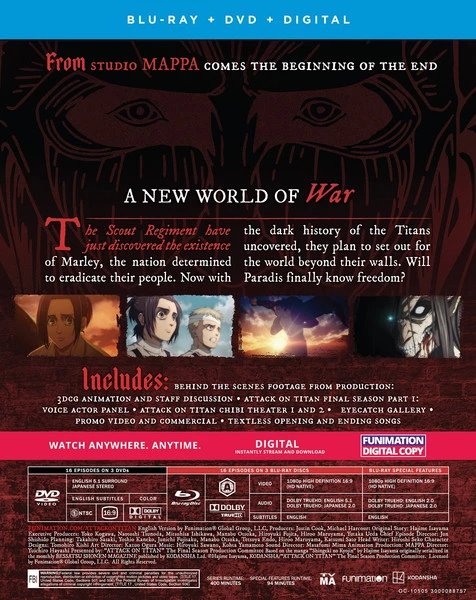 FUNIMATION/CRUNCHYROLL Attack On Titan The Final Season Part 1 Blu-ray/DVD 4 FUNIMATION/CRUNCHYROLL Attack On Titan The Final Season Part 1 Blu-ray/DVD - Image 2