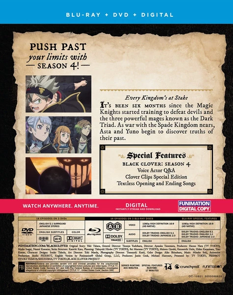 FUNIMATION/CRUNCHYROLL Black Clover Season 4 Blu-ray/DVD 4 FUNIMATION/CRUNCHYROLL Black Clover Season 4 Blu-ray/DVD - Image 2