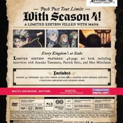 FUNIMATION/CRUNCHYROLL Black Clover Season 4 Limited Edition Blu-ray/DVD -Outlet Blu-ray Store 704400106354 anime black clover season 4 limited edition blu ray dvd back