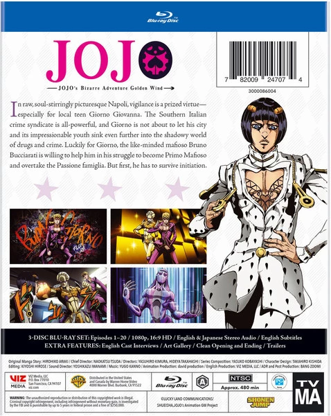 VIZ JoJo's Bizarre Adventure Golden Wind Set 1 Blu-ray 4 VIZ JoJo's Bizarre Adventure Golden Wind Set 1 Blu-ray - Image 2