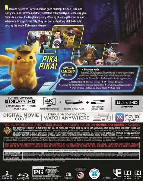 WARNER Pokemon Detective Pikachu 4K HDR/2K Blu-ray 4 WARNER Pokemon Detective Pikachu 4K HDR/2K Blu-ray - Image 2